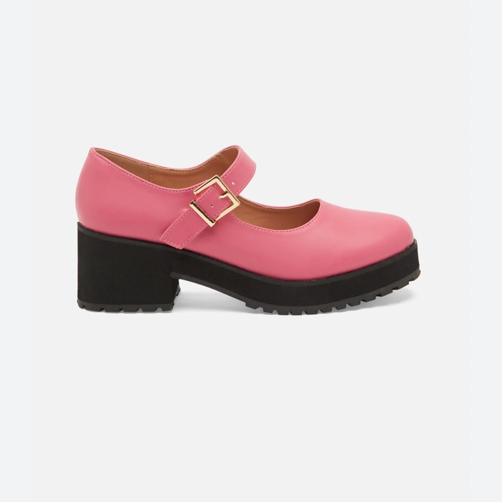 Pink Mary Jane Block Heel Shoes